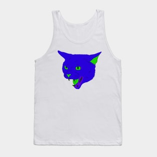 Vaporwave Cat - Neon Blue Tank Top